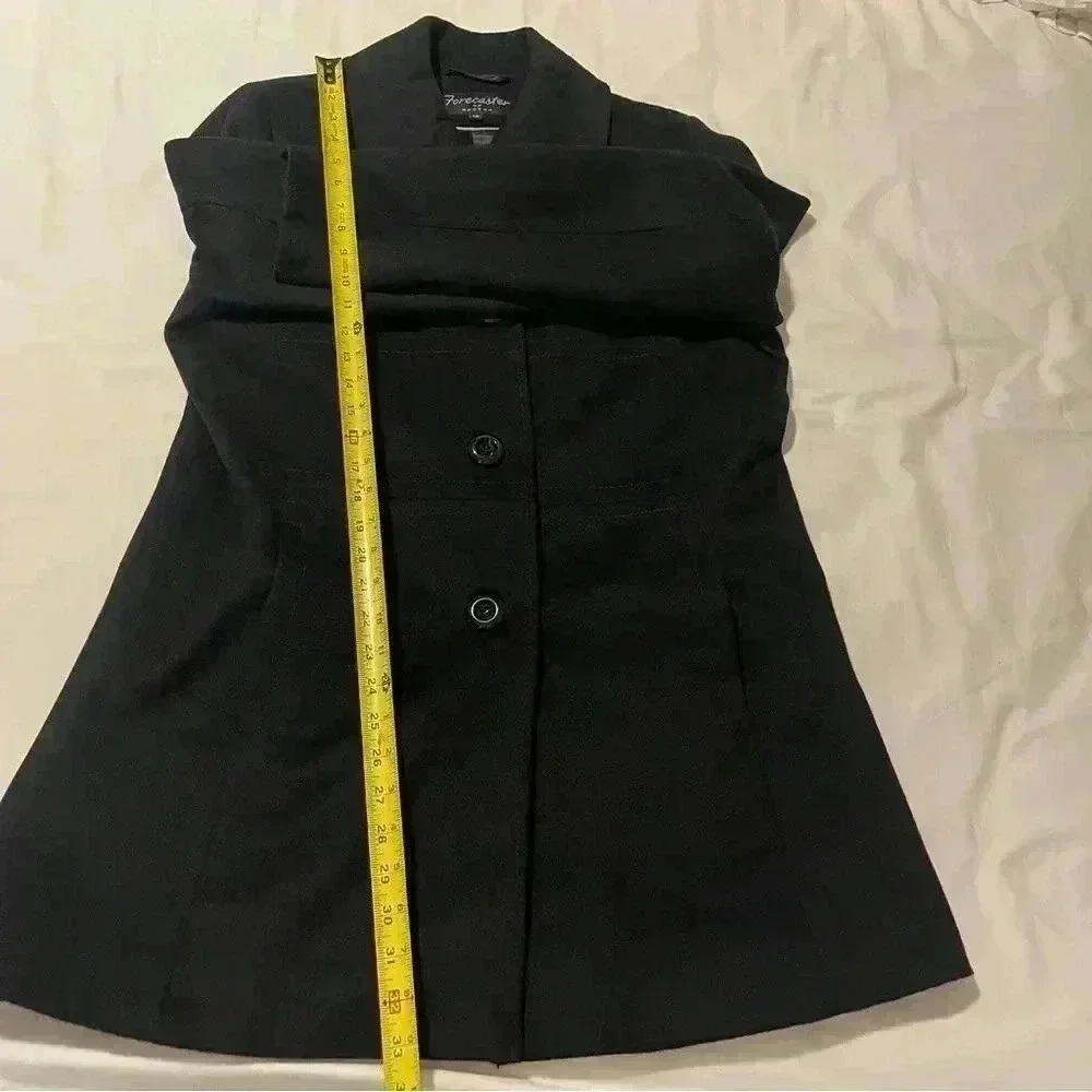 Forecaster Of Boston Womens Coat Single Breasted Lambs Wool Blend Black 12